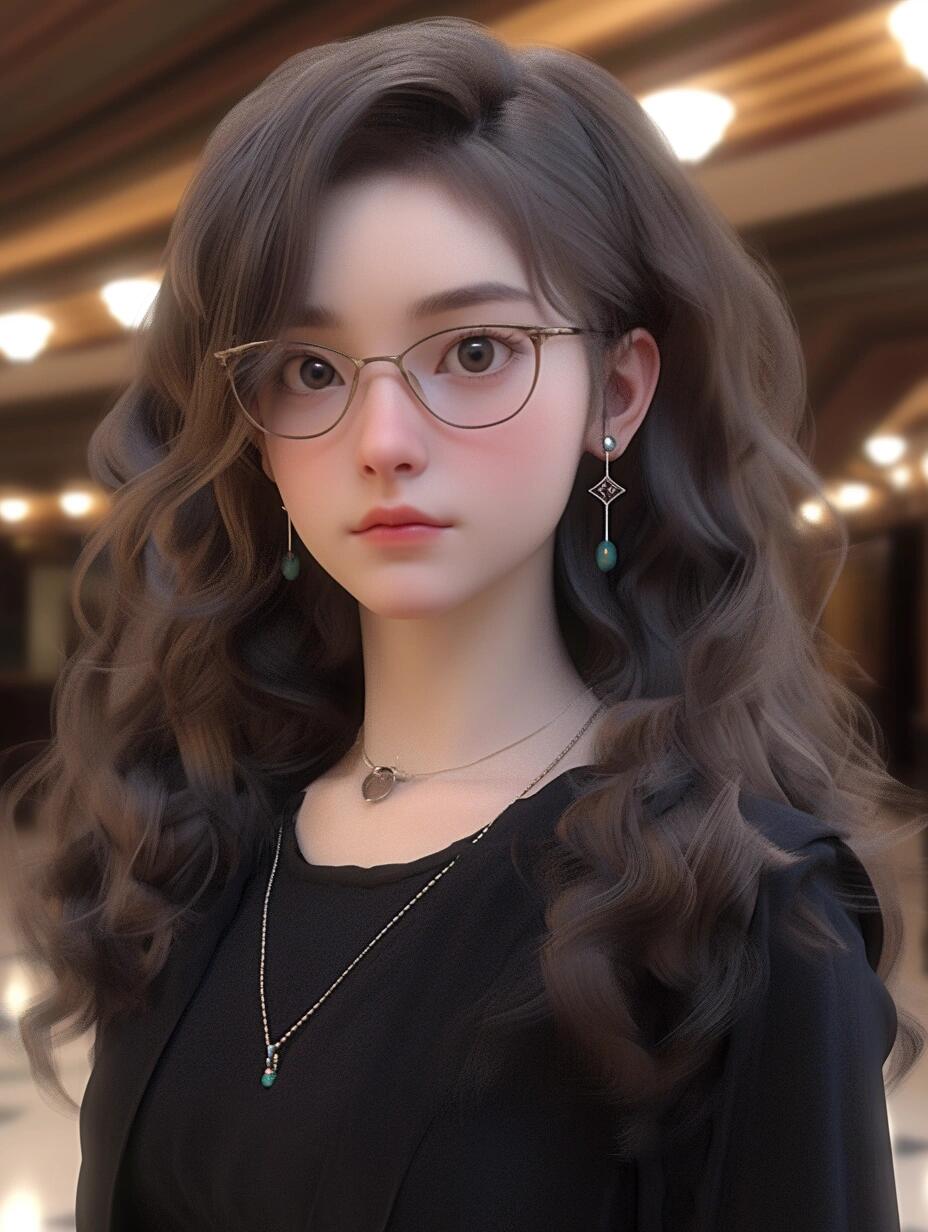 气质御姐女头 长卷发搭眼镜，演绎知性迷人风